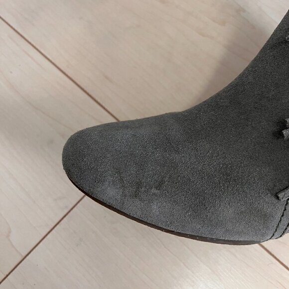 Colin Stuart Genuine Suede Leather Hidden Wedge Heel Fringe Ankle Boots Sz 8 - Picture 8 of 13